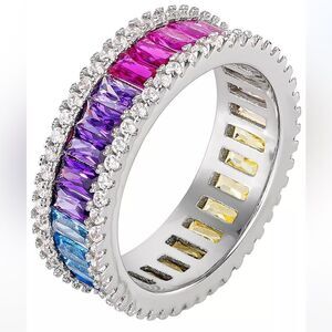 NWT GIANI BERNINI Multicolor Cubic Zirconia Baguette Ring in Sterling Silver
